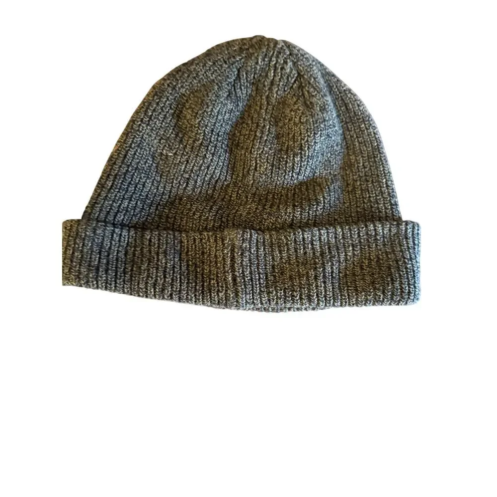 Wild Lama Organic Cotton Black Gray Ribbed Fisherman Beanie Hat One Size Unisex